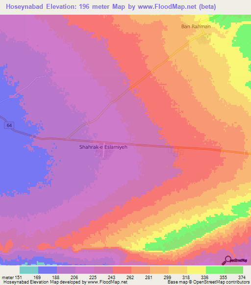 Hoseynabad,Iran Elevation Map