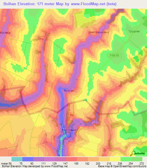 Bolhan,Ukraine Elevation Map