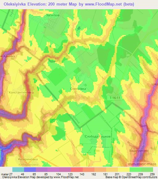 Oleksiyivka,Ukraine Elevation Map