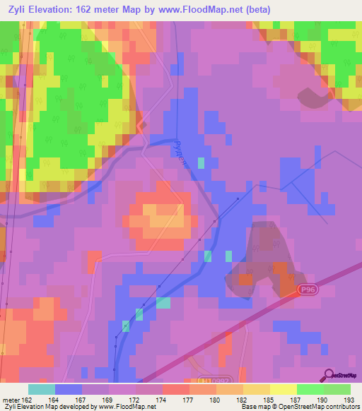 Zyli,Belarus Elevation Map