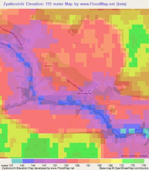 Zyatkovichi,Belarus Elevation Map