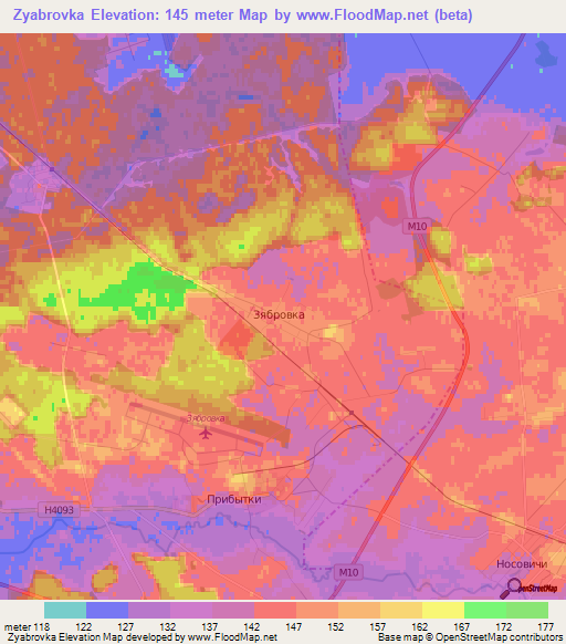 Zyabrovka,Belarus Elevation Map
