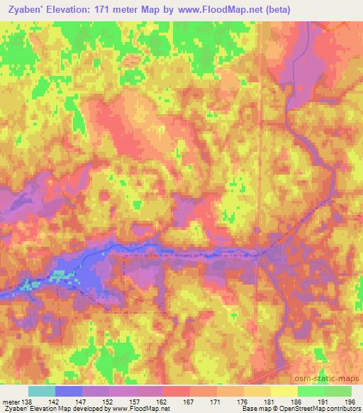Zyaben',Belarus Elevation Map