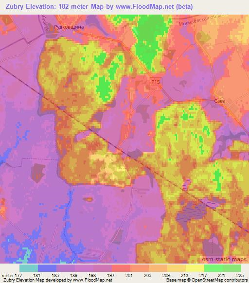 Zubry,Belarus Elevation Map