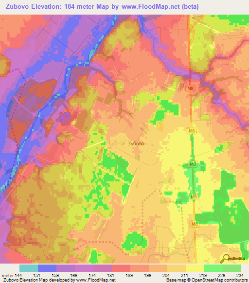 Zubovo,Belarus Elevation Map