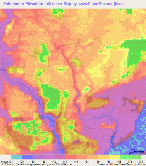 Zolotomino,Belarus Elevation Map