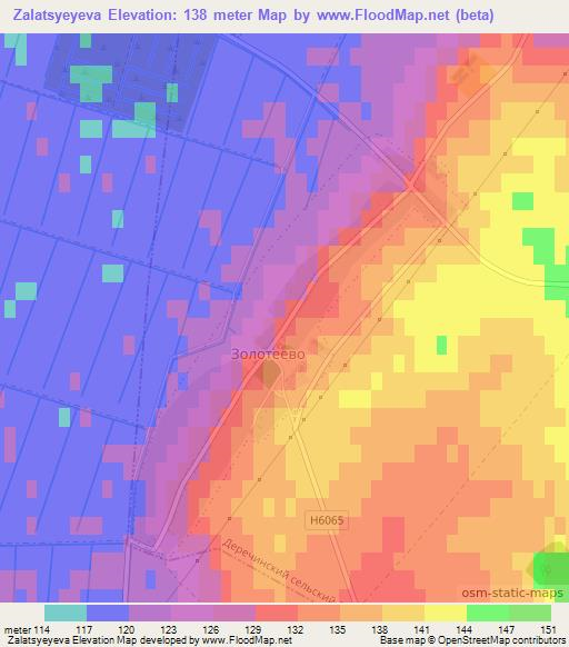 Zalatsyeyeva,Belarus Elevation Map