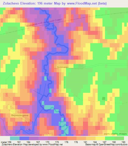 Zolachevo,Belarus Elevation Map