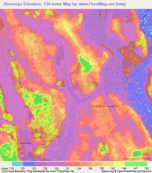 Zlomnoye,Belarus Elevation Map