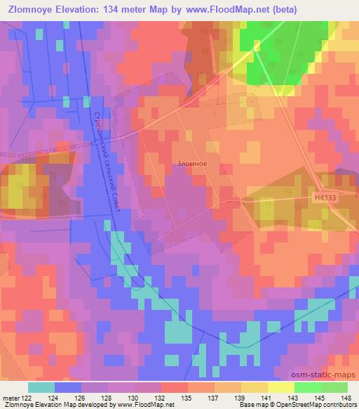 Zlomnoye,Belarus Elevation Map