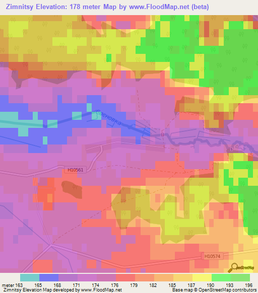 Zimnitsy,Belarus Elevation Map