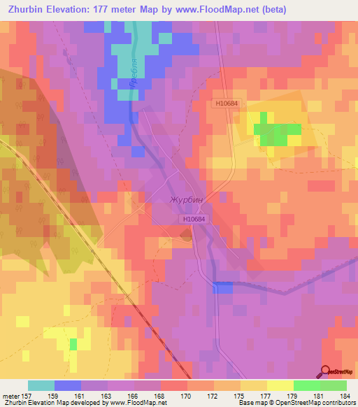 Zhurbin,Belarus Elevation Map