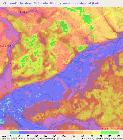 Zhuravel',Belarus Elevation Map