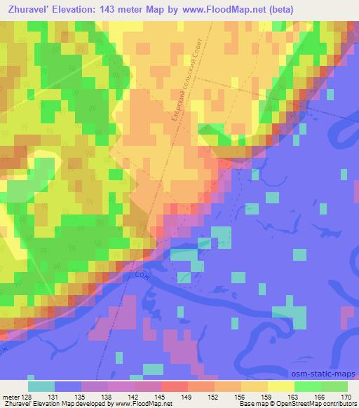 Zhuravel',Belarus Elevation Map