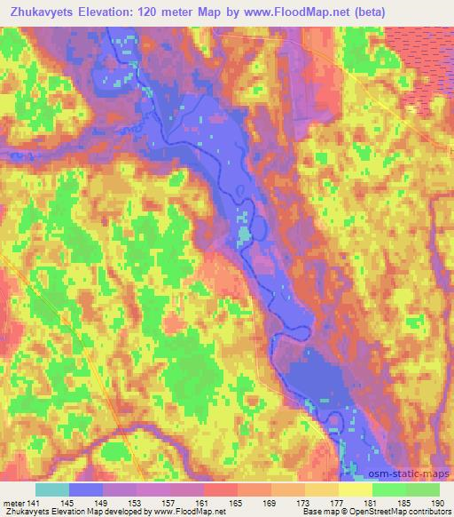 Zhukavyets,Belarus Elevation Map