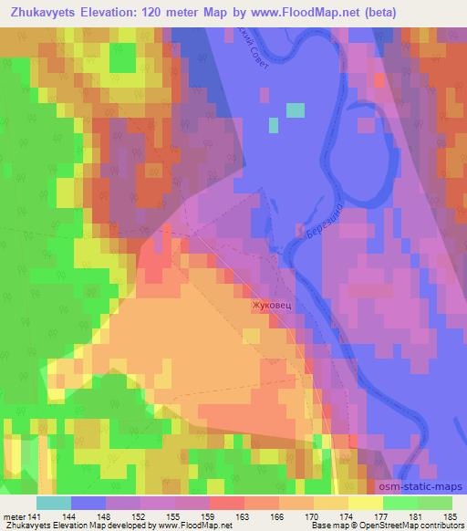 Zhukavyets,Belarus Elevation Map