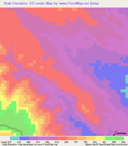 `Arab,Iran Elevation Map