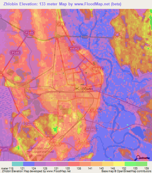Zhlobin,Belarus Elevation Map