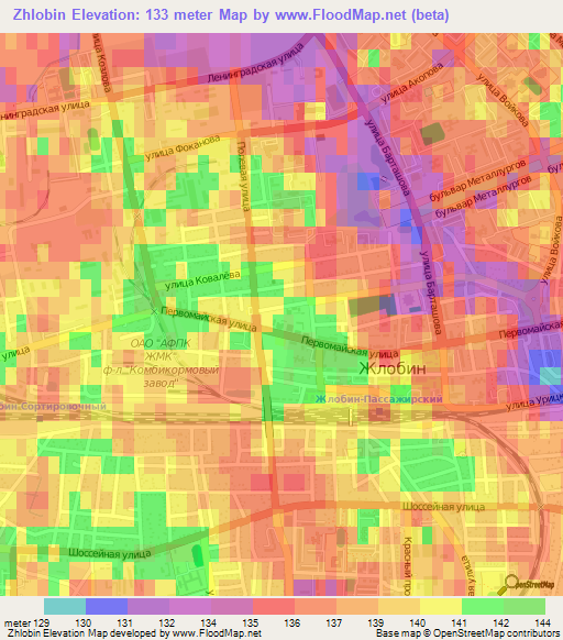 Zhlobin,Belarus Elevation Map