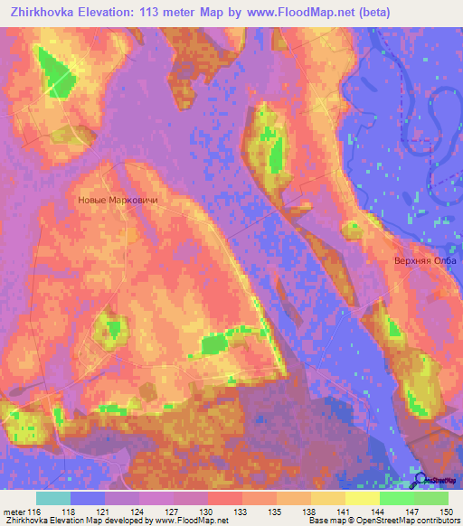 Zhirkhovka,Belarus Elevation Map