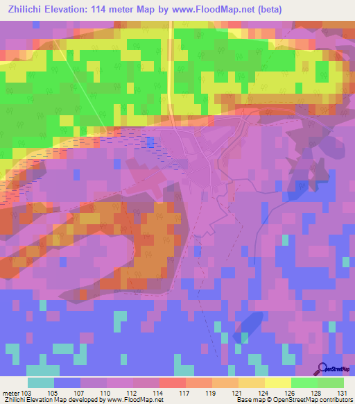 Zhilichi,Belarus Elevation Map