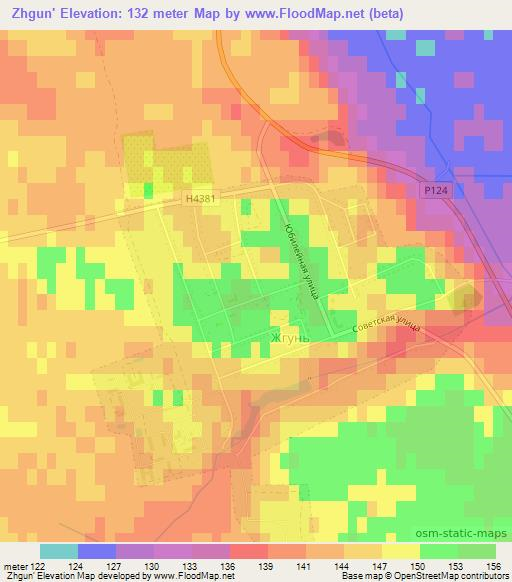 Zhgun',Belarus Elevation Map