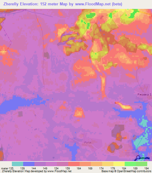 Zherelly,Belarus Elevation Map