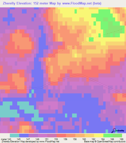 Zherelly,Belarus Elevation Map