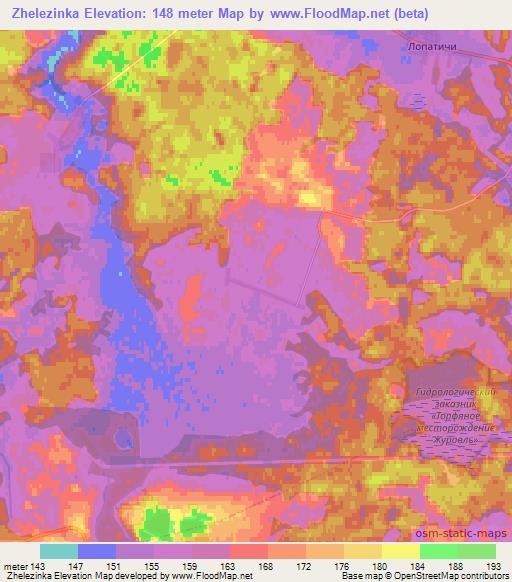 Zhelezinka,Belarus Elevation Map