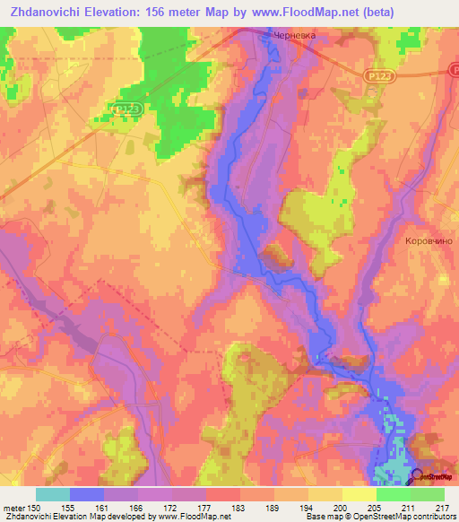 Zhdanovichi,Belarus Elevation Map