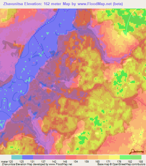 Zhavunitsa,Belarus Elevation Map
