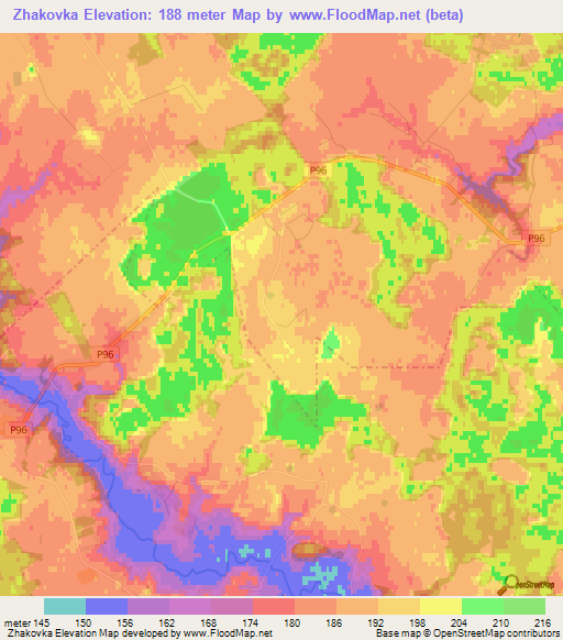 Zhakovka,Belarus Elevation Map