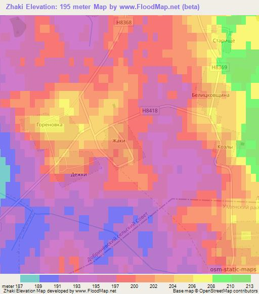 Zhaki,Belarus Elevation Map