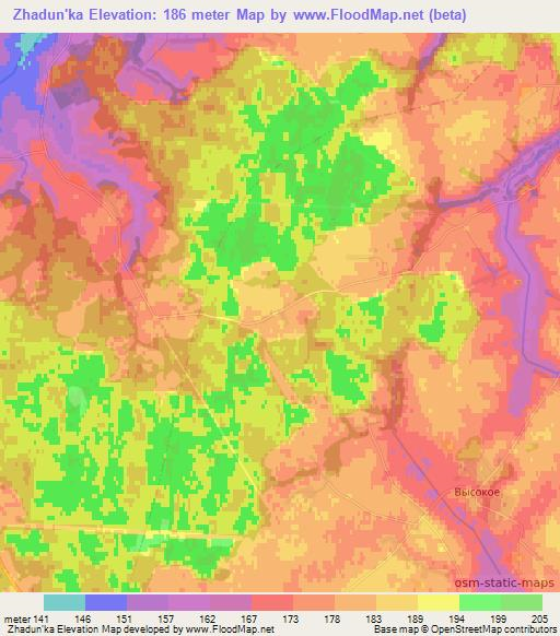 Zhadun'ka,Belarus Elevation Map
