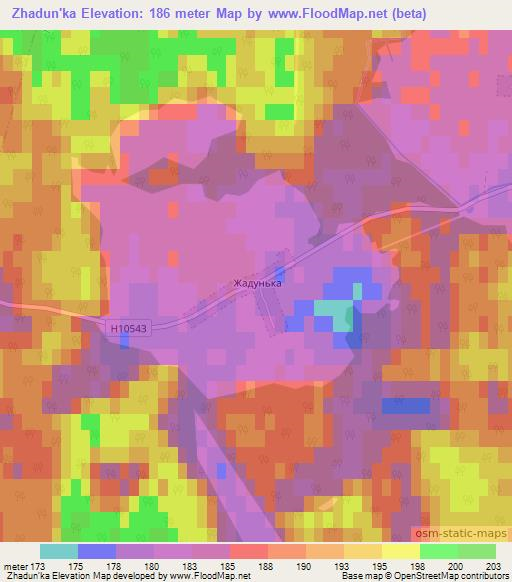 Zhadun'ka,Belarus Elevation Map