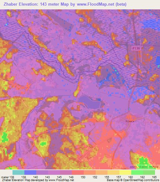 Zhaber,Belarus Elevation Map