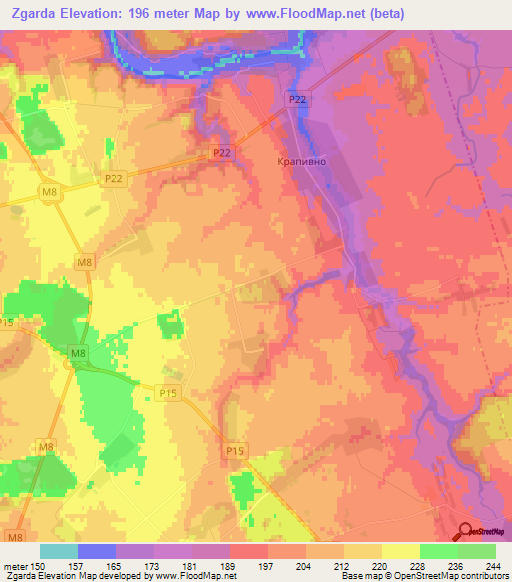 Zgarda,Belarus Elevation Map