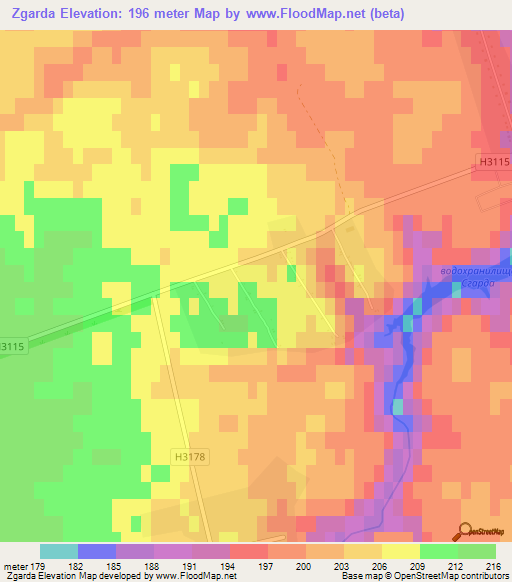 Zgarda,Belarus Elevation Map