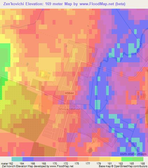Zen'kovichi,Belarus Elevation Map