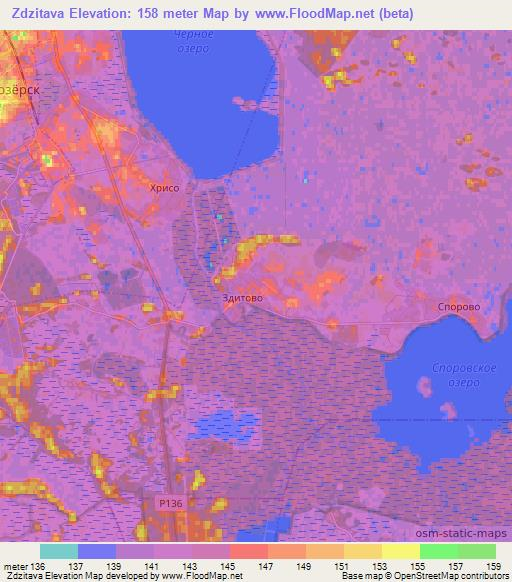 Zdzitava,Belarus Elevation Map