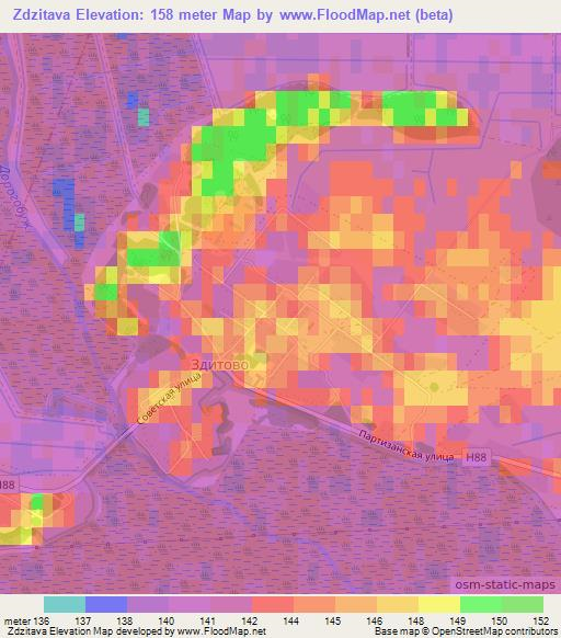Zdzitava,Belarus Elevation Map