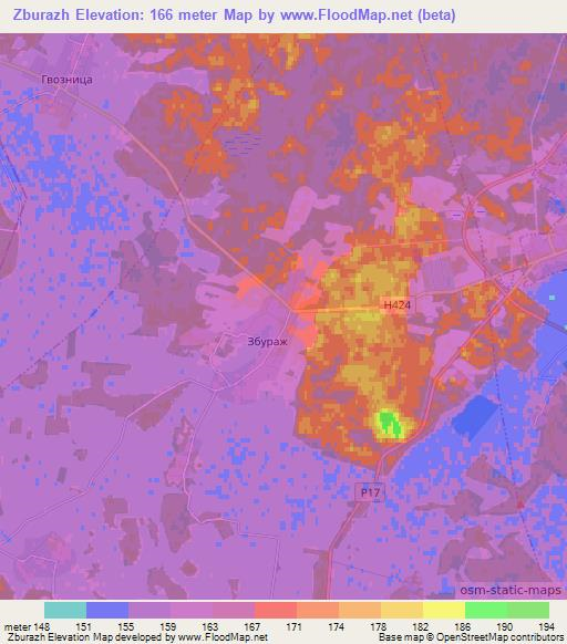 Zburazh,Belarus Elevation Map