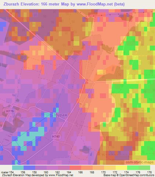Zburazh,Belarus Elevation Map