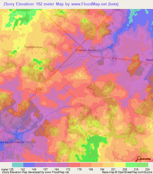 Zbory,Belarus Elevation Map