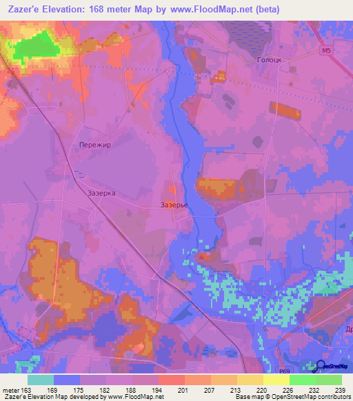 Zazer'e,Belarus Elevation Map