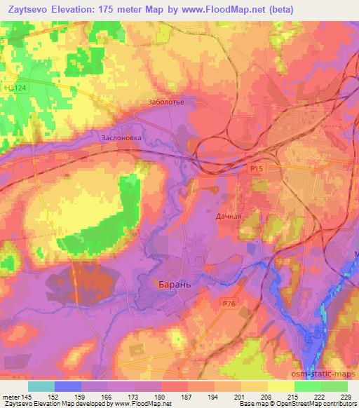 Zaytsevo,Belarus Elevation Map