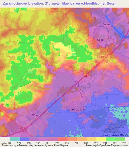 Zayamochnoye,Belarus Elevation Map