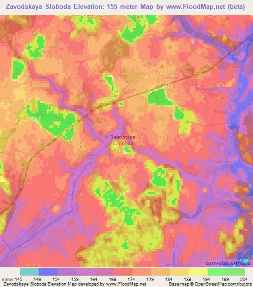 Zavodskaya Sloboda,Belarus Elevation Map