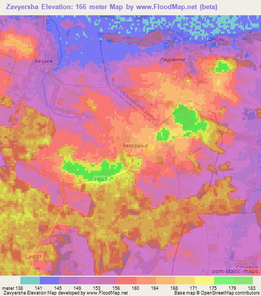 Zavyersha,Belarus Elevation Map