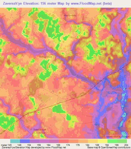 Zaverezh'ye,Belarus Elevation Map